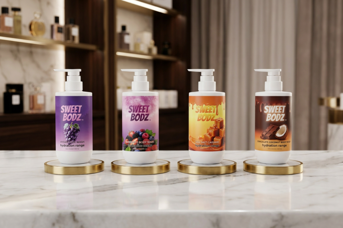 SWEETBODZ Body Wash range — Mixed Berry, Grape, Chocolate Coconut and Caramel