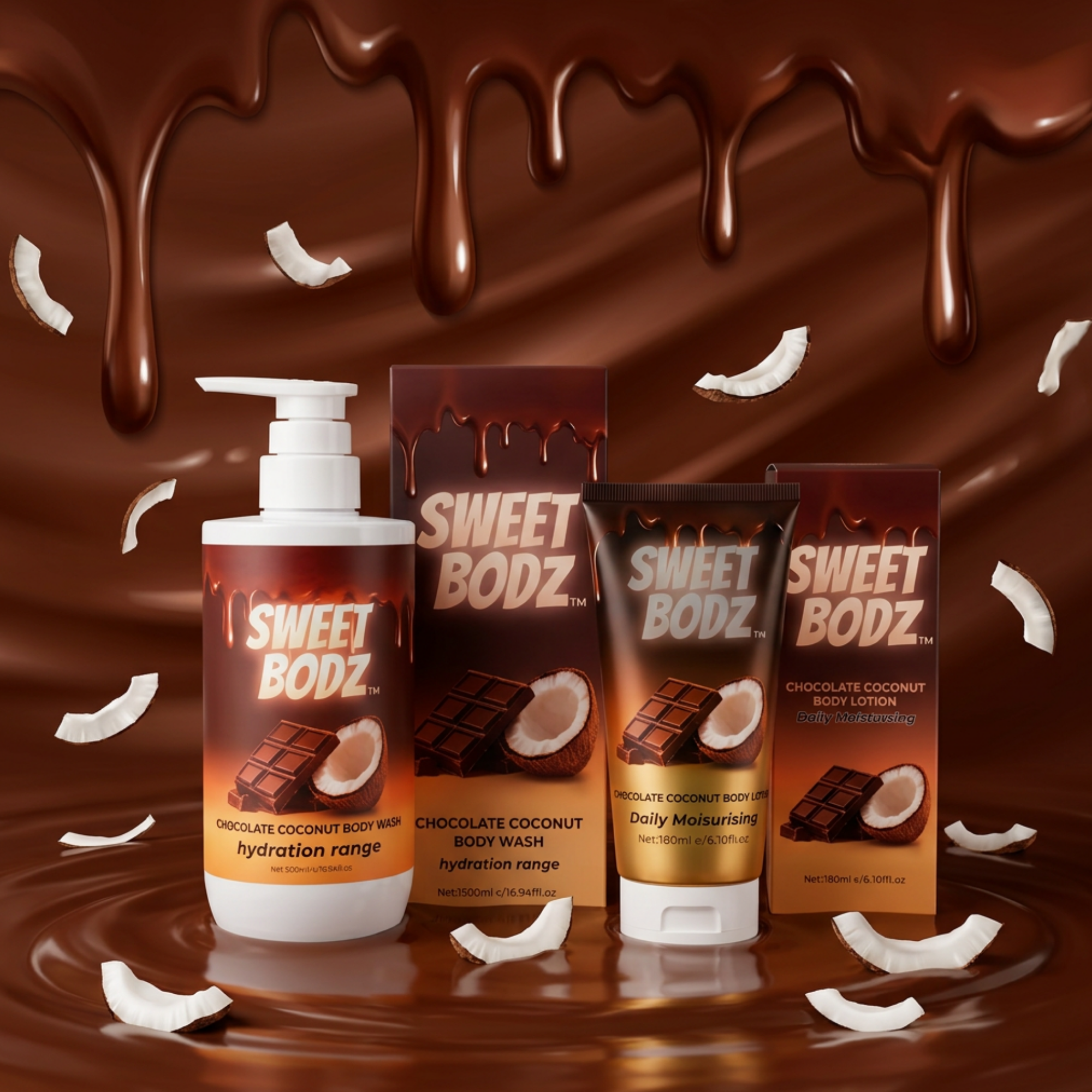 Chocolate & Coconut Body Care Bundle FREE Loofah FREE Lollies FREE Delivery